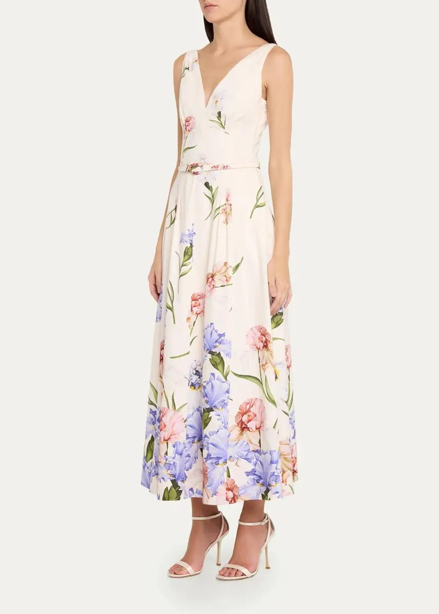 Oscar de la Renta Sleeveless Dégradé Iris Cotton Poplin Dress | Thumbnail 4 Oscar de la Renta Sleeveless Dégradé Iris Cotton Poplin Dress | Thumbnail 4