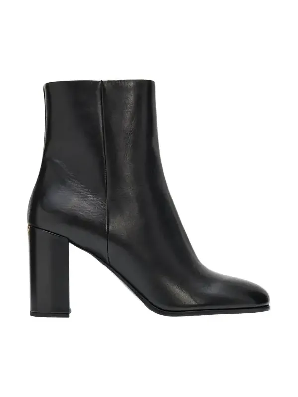 85mm Triangle Logo Leather Ankle Boots