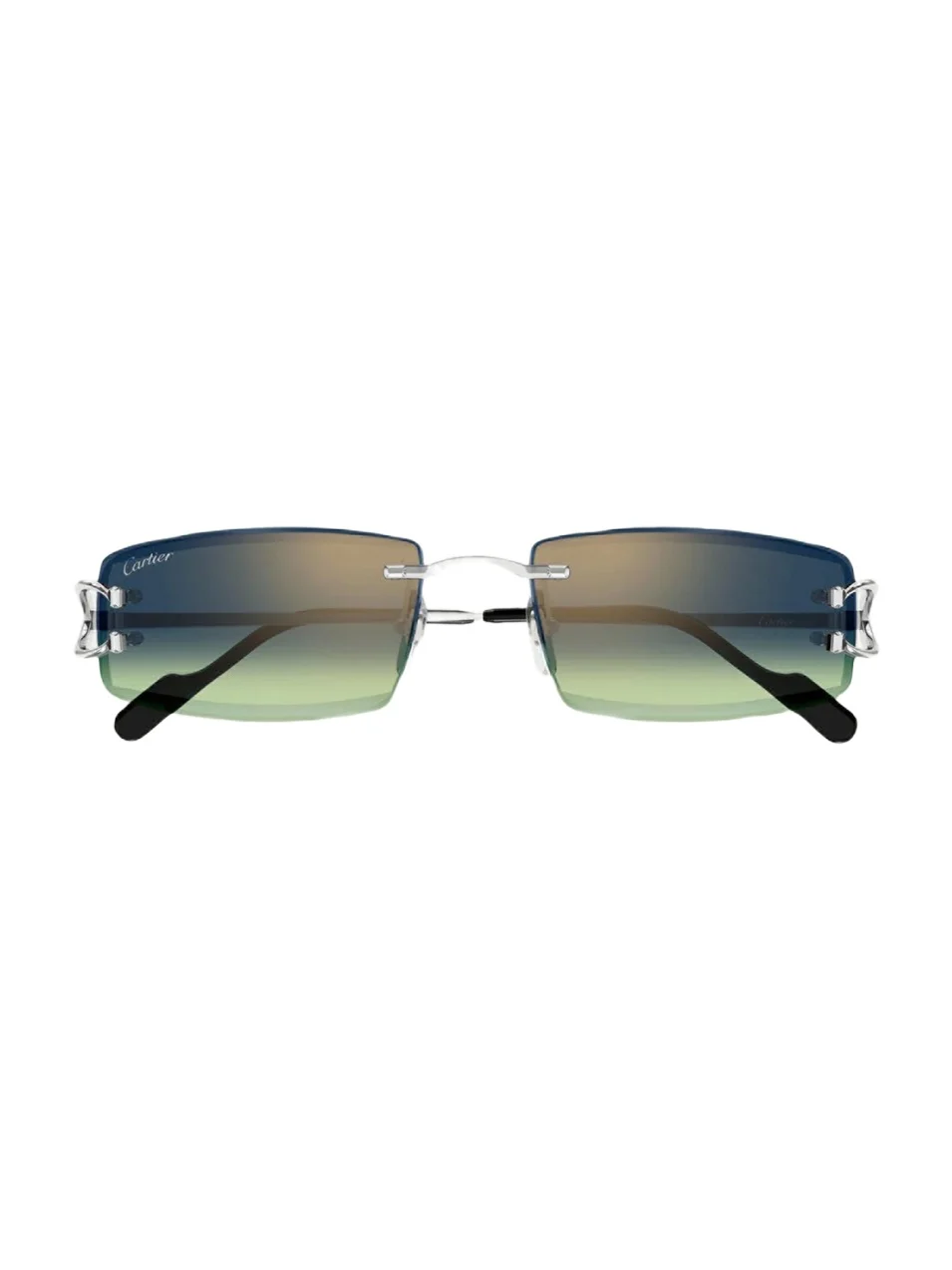 Cartier Men's Rimless Metal and Nylon Rectangle Sunglasses