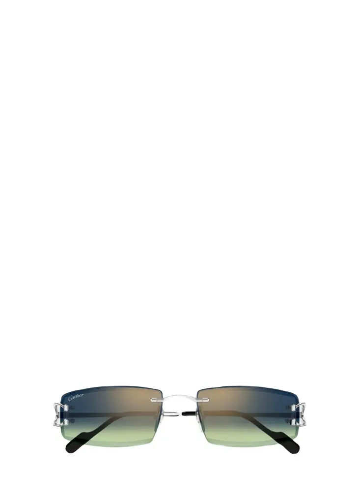 Cartier Men's Rimless Metal and Nylon Rectangle Sunglasses