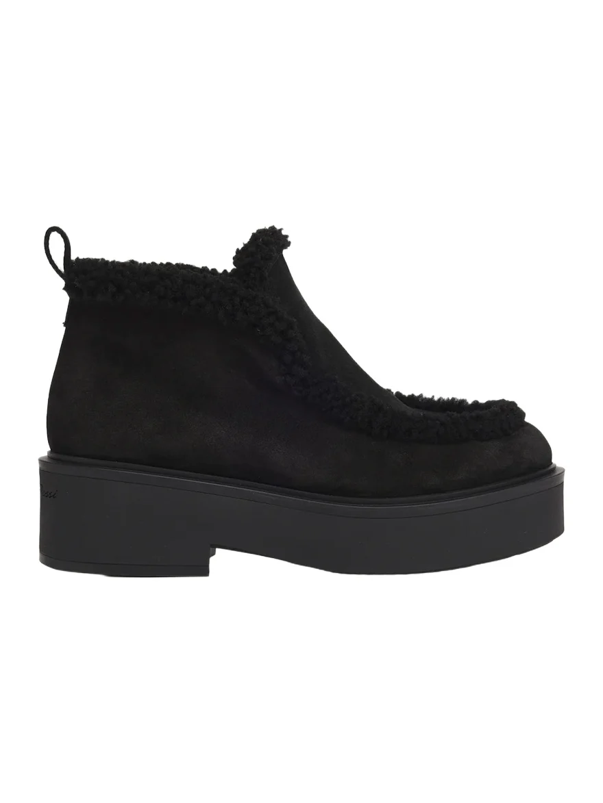 Suede Shearling-Lined Ankle Boots