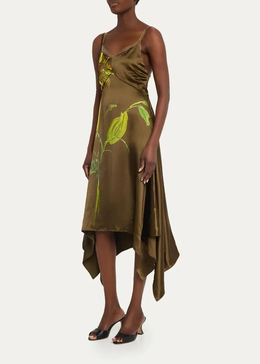 Monse Deconstructed Sunflower Printed Silk Midi Dress | Thumbnail 4