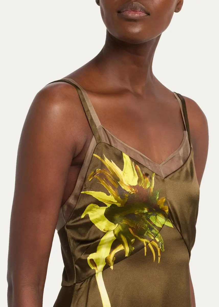 Monse Deconstructed Sunflower Printed Silk Midi Dress | Thumbnail 5