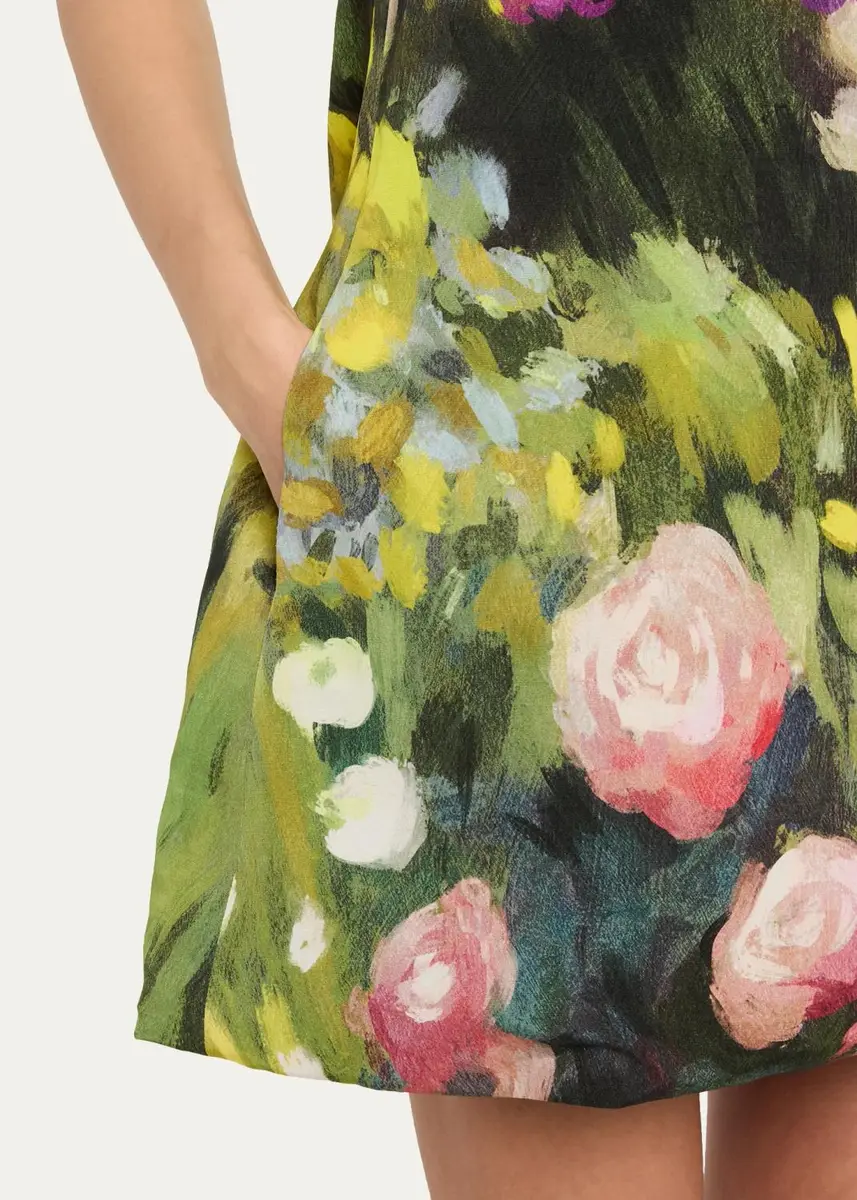 Oscar de la Renta Strapless Abstract Landscape Print Faille Mini Dress | Thumbnail 5 Oscar de la Renta Strapless Abstract Landscape Print Faille Mini Dress | Thumbnail 5