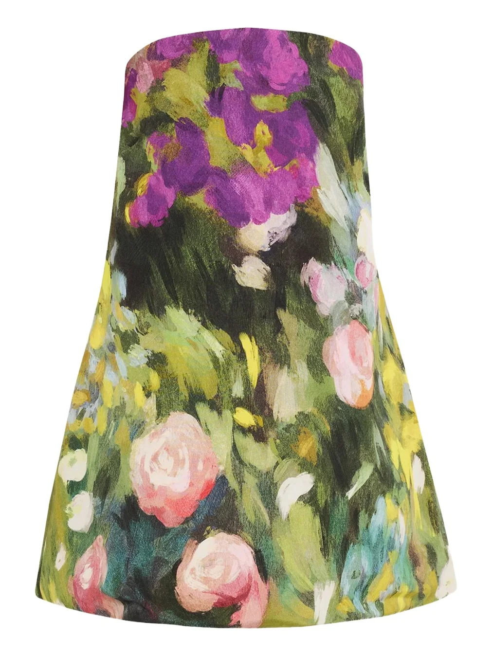 Strapless Abstract Landscape Print Faille Mini Dress