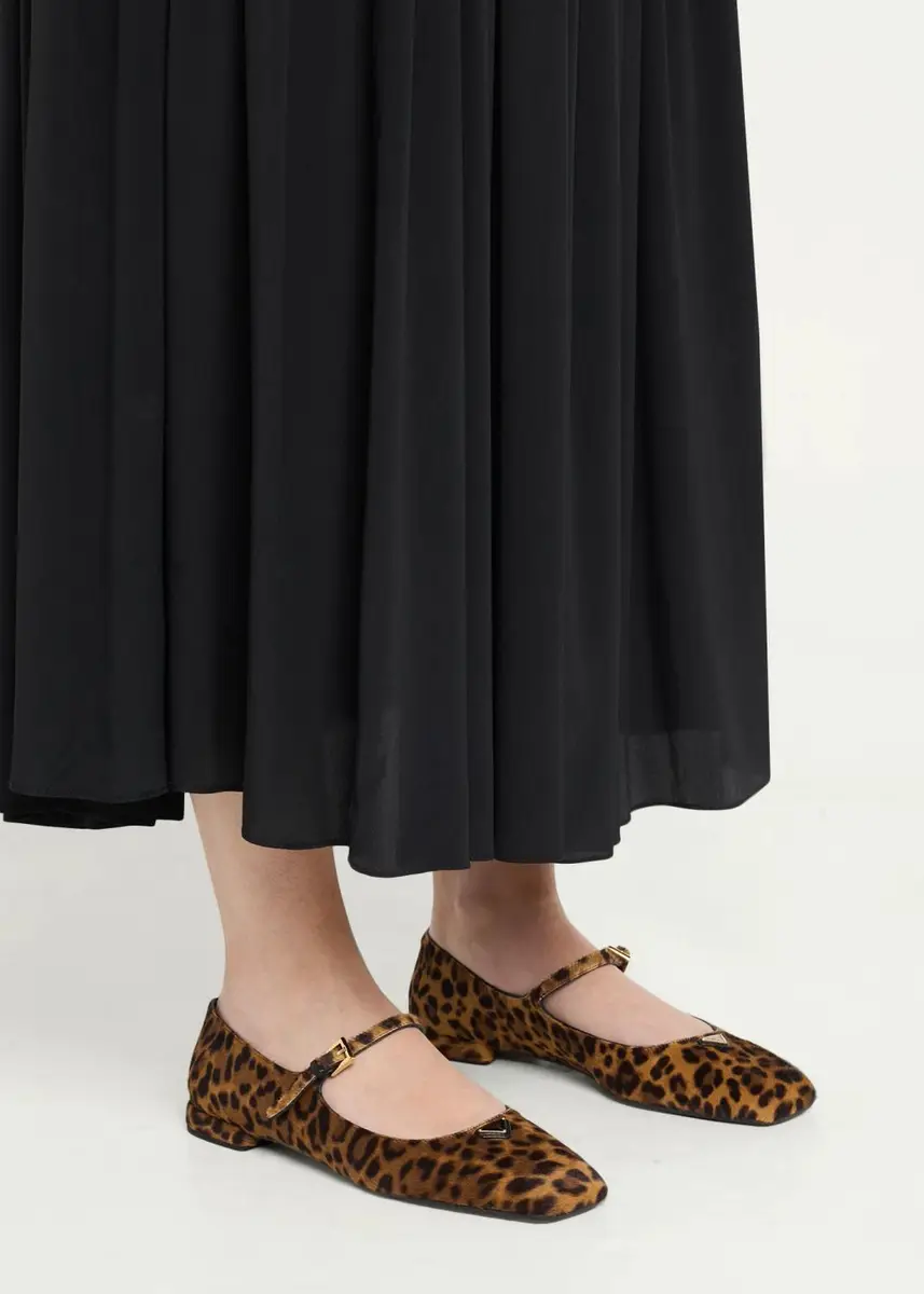 Prada Leopard Calf Hair Mary Jane Ballerina Flats | Thumbnail 2 Prada Leopard Calf Hair Mary Jane Ballerina Flats | Thumbnail 2