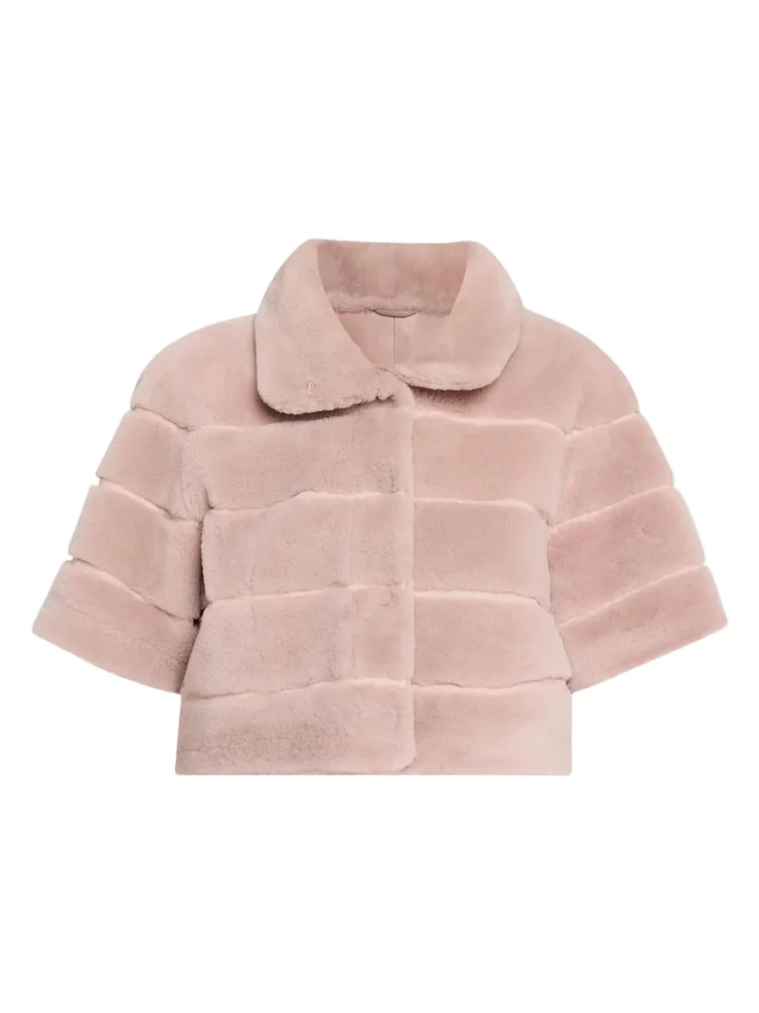 Gorski Reversible Lamb Shearling Bolero Jacket With Cropped Sleeves
