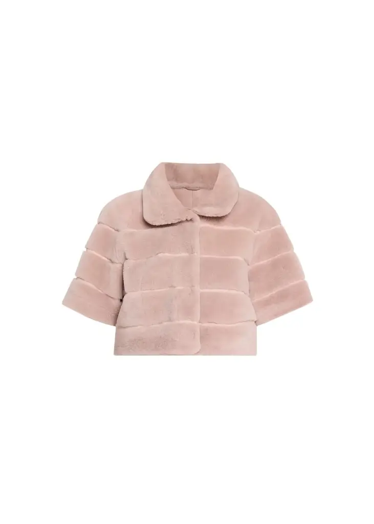Reversible Lamb Shearling Bolero Jacket With Cropped Sleeves