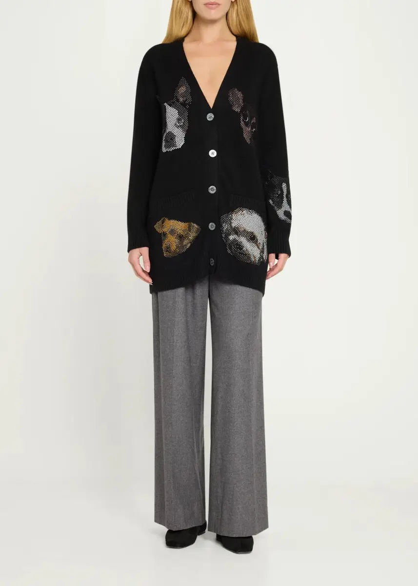 Libertine Best Friends Embellished Cashmere Oversized V-Neck Cardigan | Thumbnail 2 Libertine Best Friends Embellished Cashmere Oversized V-Neck Cardigan | Thumbnail 2