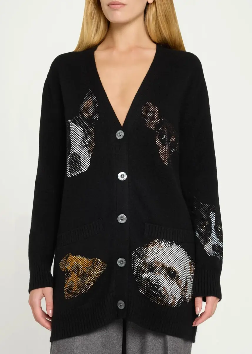 Libertine Best Friends Embellished Cashmere Oversized V-Neck Cardigan | Thumbnail 4 Libertine Best Friends Embellished Cashmere Oversized V-Neck Cardigan | Thumbnail 4