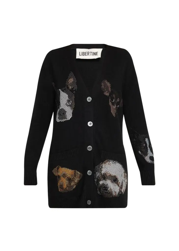 Libertine Best Friends Embellished Cashmere Oversized V-Neck Cardigan