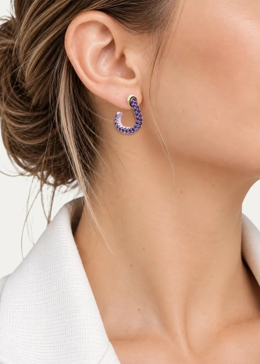FARAONE MENNELLA by R.F.M.A.S. 18K Yellow Gold Wave Drop Earrings with Amethysts | Thumbnail 2 FARAONE MENNELLA by R.F.M.A.S. 18K Yellow Gold Wave Drop Earrings with Amethysts | Thumbnail 2