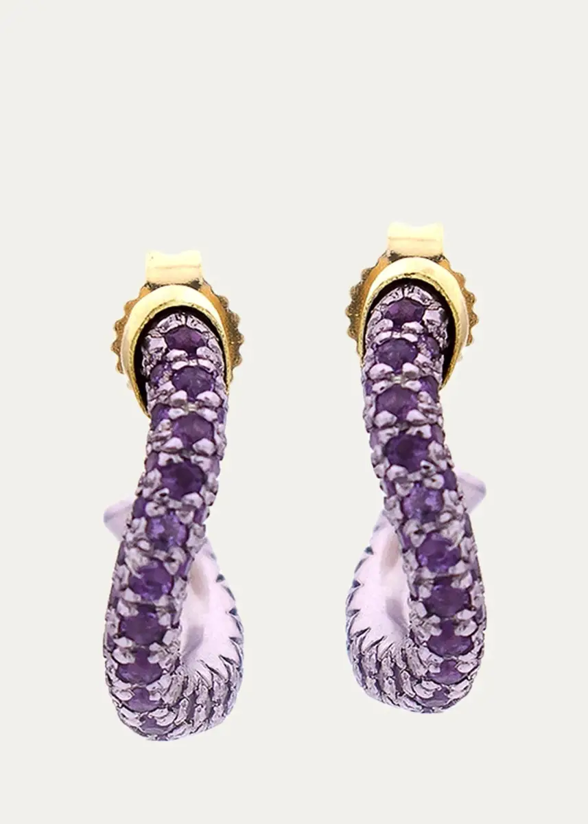 FARAONE MENNELLA by R.F.M.A.S. 18K Yellow Gold Wave Drop Earrings with Amethysts | Thumbnail 3 FARAONE MENNELLA by R.F.M.A.S. 18K Yellow Gold Wave Drop Earrings with Amethysts | Thumbnail 3