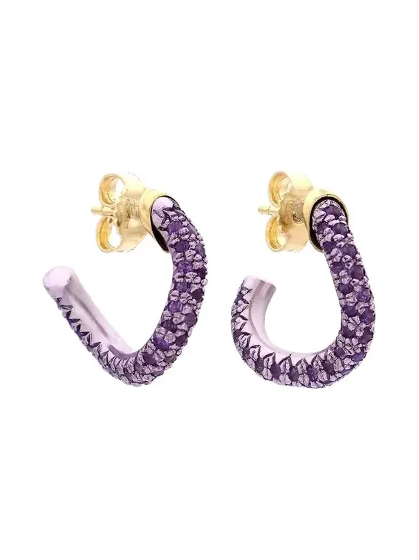 FARAONE MENNELLA by R.F.M.A.S. 18K Yellow Gold Wave Drop Earrings with Amethysts