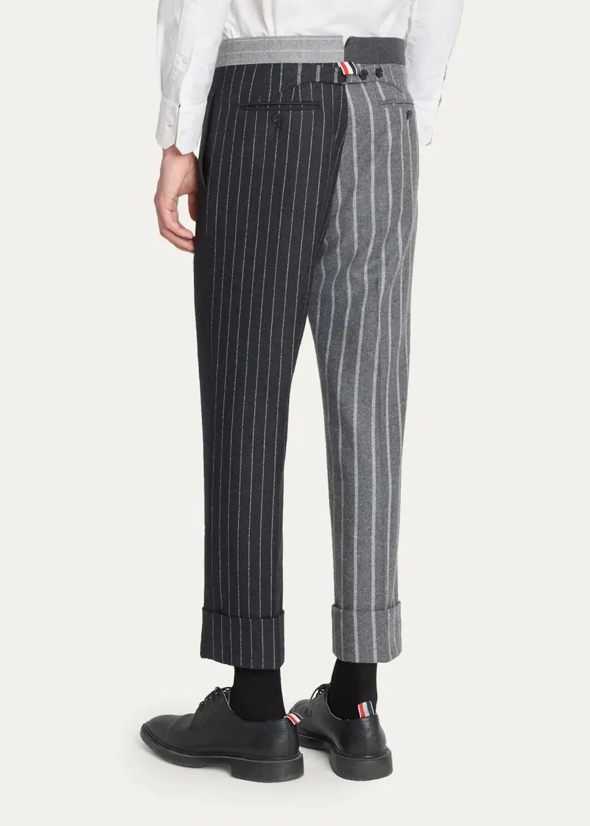 Thom Browne Men's Fit 1 Classic Backstrap Banker Stripe Flannel Trousers | Thumbnail 3 Thom Browne Men's Fit 1 Classic Backstrap Banker Stripe Flannel Trousers | Thumbnail 3