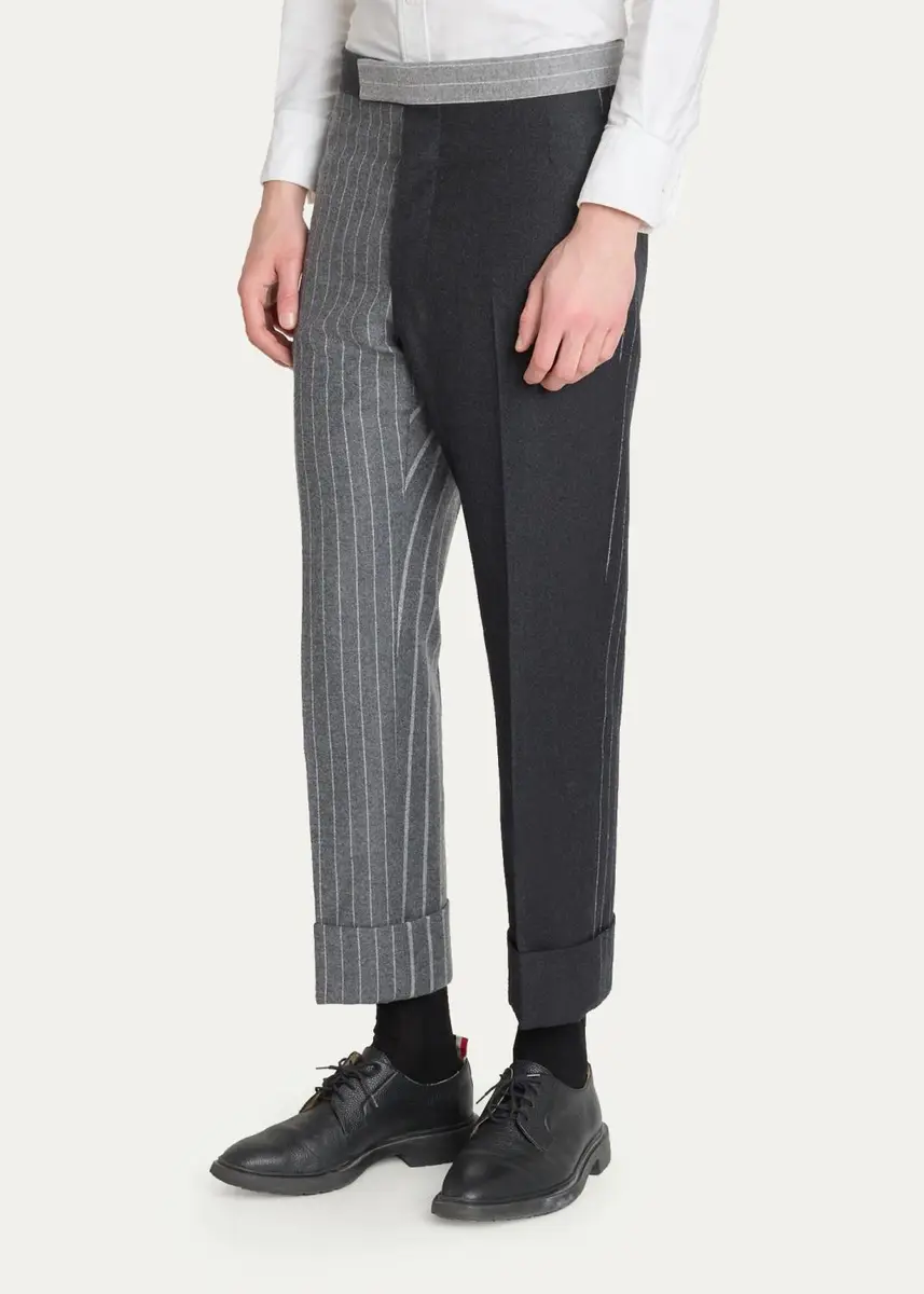 Thom Browne Men's Fit 1 Classic Backstrap Banker Stripe Flannel Trousers | Thumbnail 4 Thom Browne Men's Fit 1 Classic Backstrap Banker Stripe Flannel Trousers | Thumbnail 4