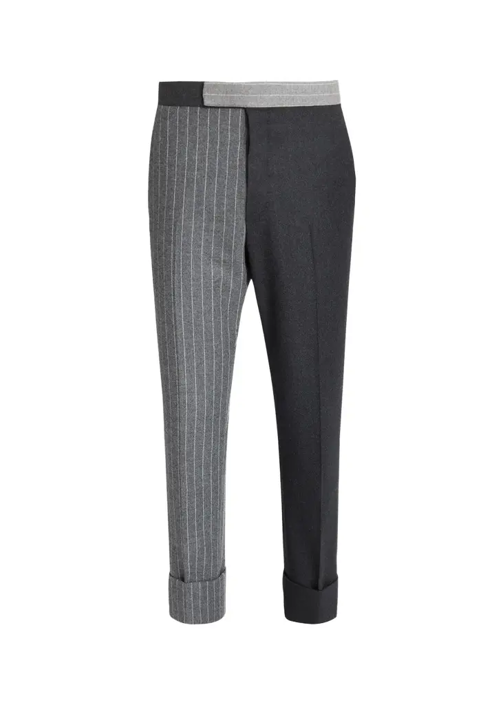 Thom Browne Men's Fit 1 Classic Backstrap Banker Stripe Flannel Trousers