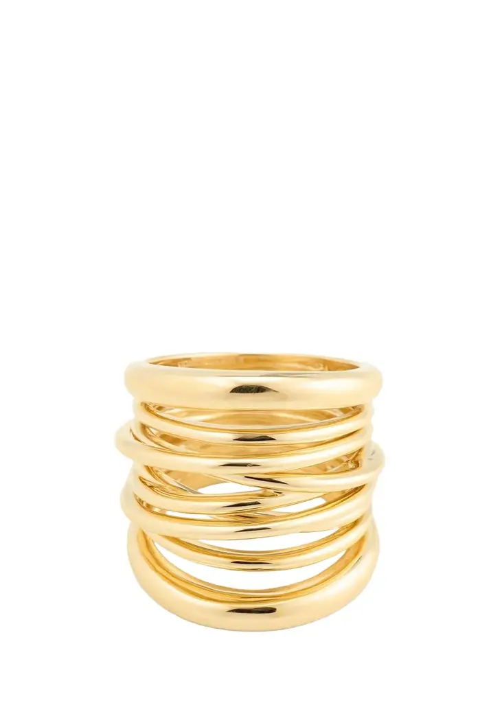 18K Yellow Gold Tall Scribble Band Ring