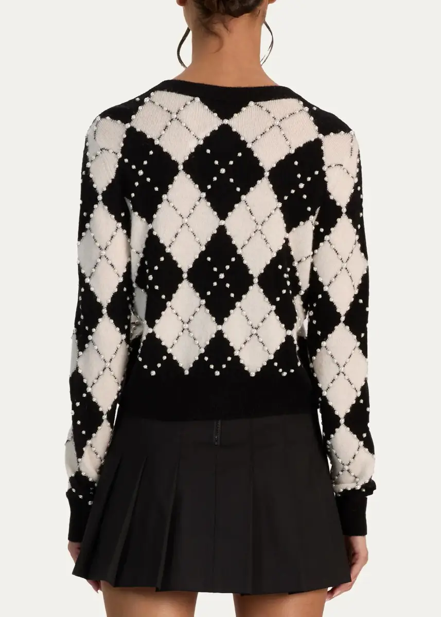 Alice + Olivia Carolee Embellished Argyle Cardigan | Thumbnail 3 Alice + Olivia Carolee Embellished Argyle Cardigan | Thumbnail 3