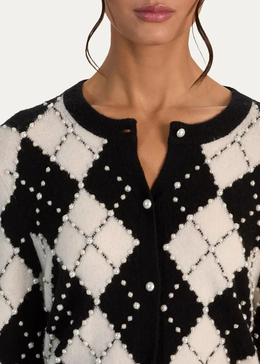 Alice + Olivia Carolee Embellished Argyle Cardigan | Thumbnail 5 Alice + Olivia Carolee Embellished Argyle Cardigan | Thumbnail 5