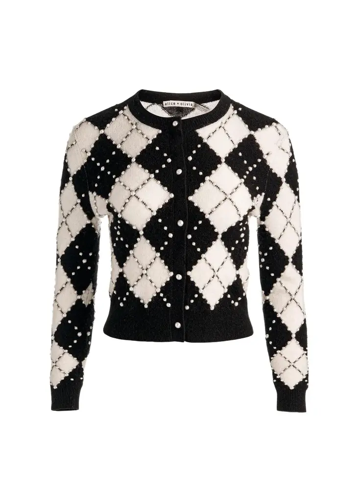 Carolee Embellished Argyle Cardigan Carolee Embellished Argyle Cardigan