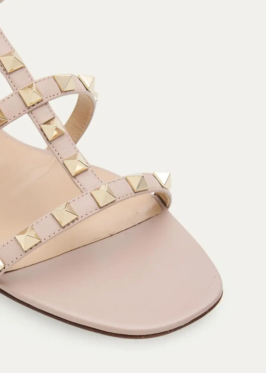 Valentino Garavani Rockstud Leather Flat Ankle-Strap Sandals | Thumbnail 3 Valentino Garavani Rockstud Leather Flat Ankle-Strap Sandals | Thumbnail 3