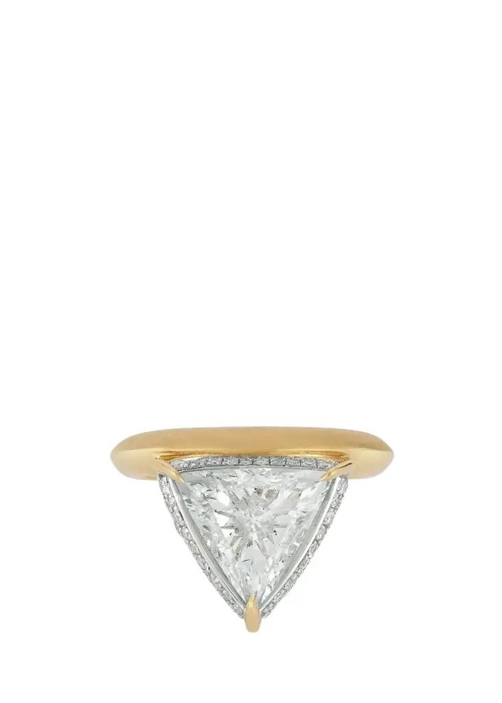 Jade Trau One-of-a-Kind Hanging Scarlett Ring with Trillion Diamond and Pave