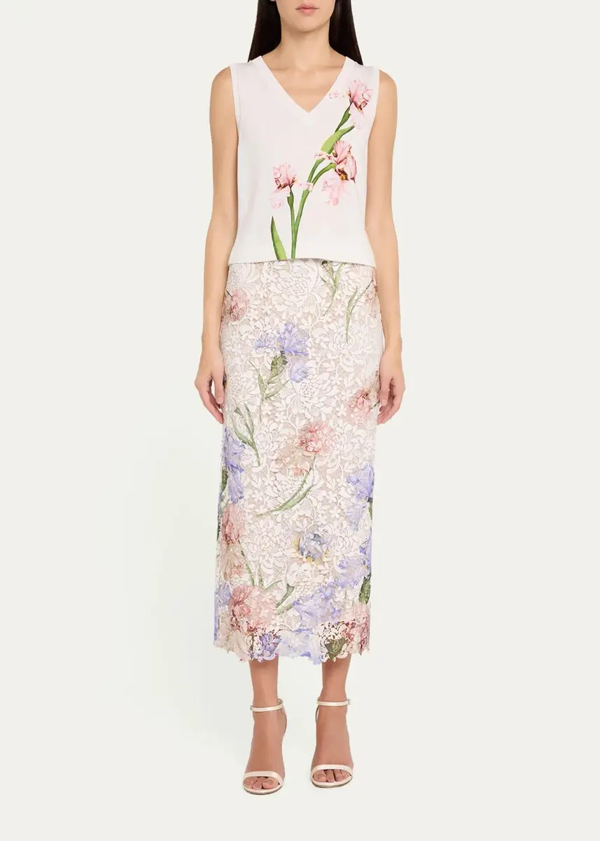 Oscar de la Renta Iris Degrade Print Guipure Lace Midi Skirt | Thumbnail 2 Oscar de la Renta Iris Degrade Print Guipure Lace Midi Skirt | Thumbnail 2