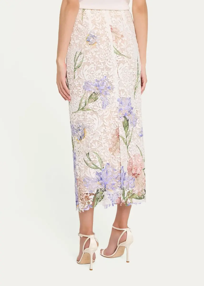 Oscar de la Renta Iris Degrade Print Guipure Lace Midi Skirt | Thumbnail 3 Oscar de la Renta Iris Degrade Print Guipure Lace Midi Skirt | Thumbnail 3