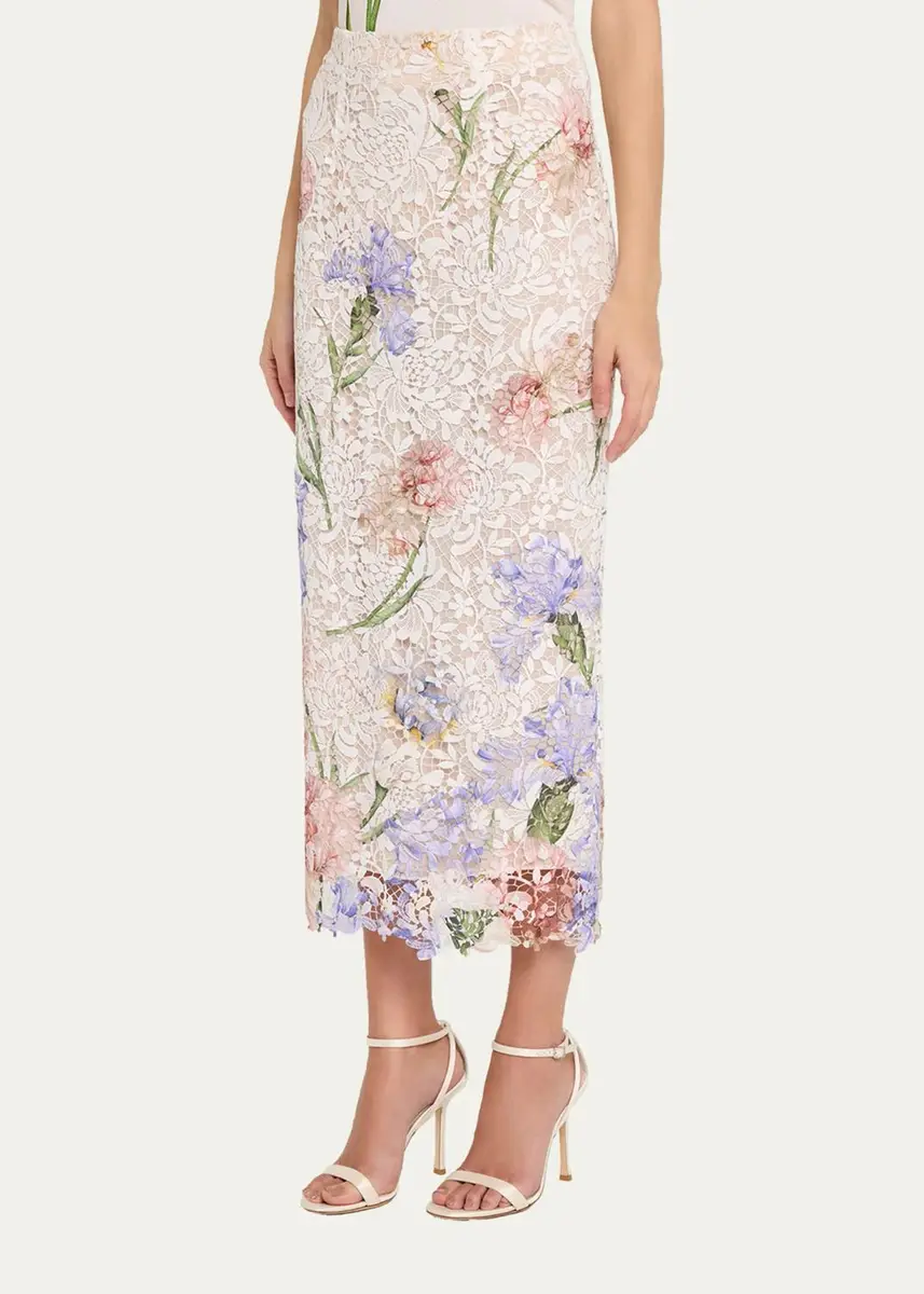 Oscar de la Renta Iris Degrade Print Guipure Lace Midi Skirt | Thumbnail 4 Oscar de la Renta Iris Degrade Print Guipure Lace Midi Skirt | Thumbnail 4