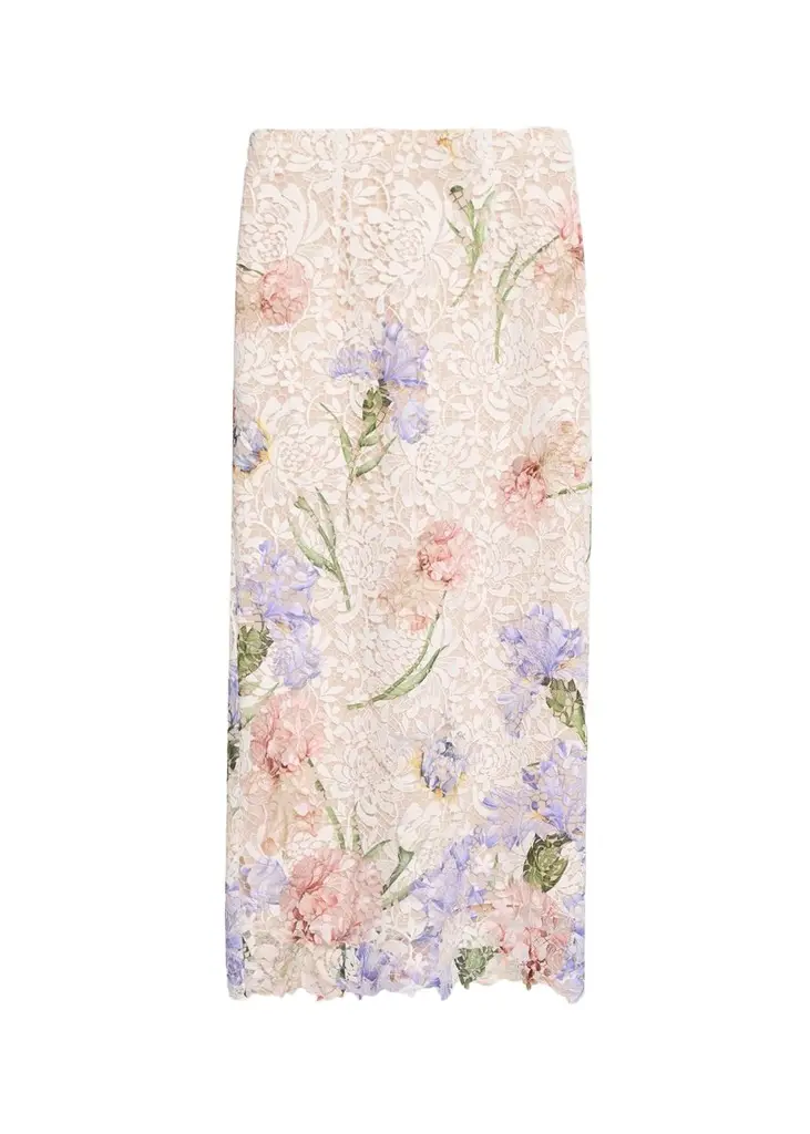 Iris Degrade Print Guipure Lace Midi Skirt Iris Degrade Print Guipure Lace Midi Skirt