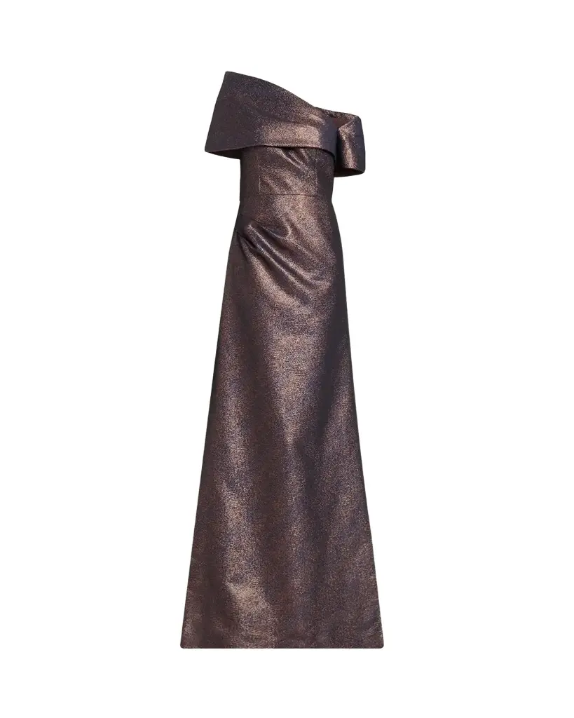 Off-Shoulder Metallic Jacquard Gown Off-Shoulder Metallic Jacquard Gown