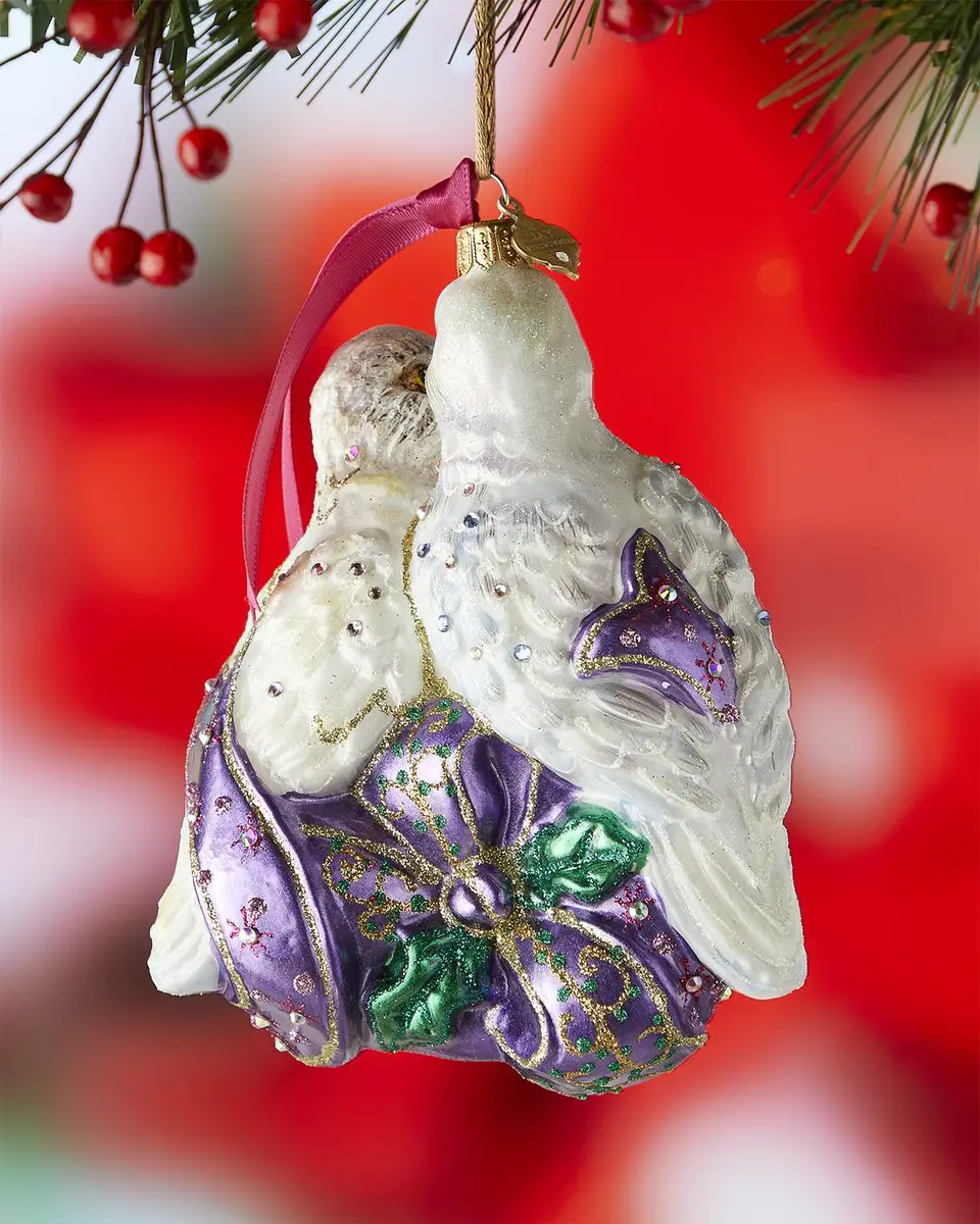 Jay Strongwater Two Turtle Doves Glass Ornament | Thumbnail 2
