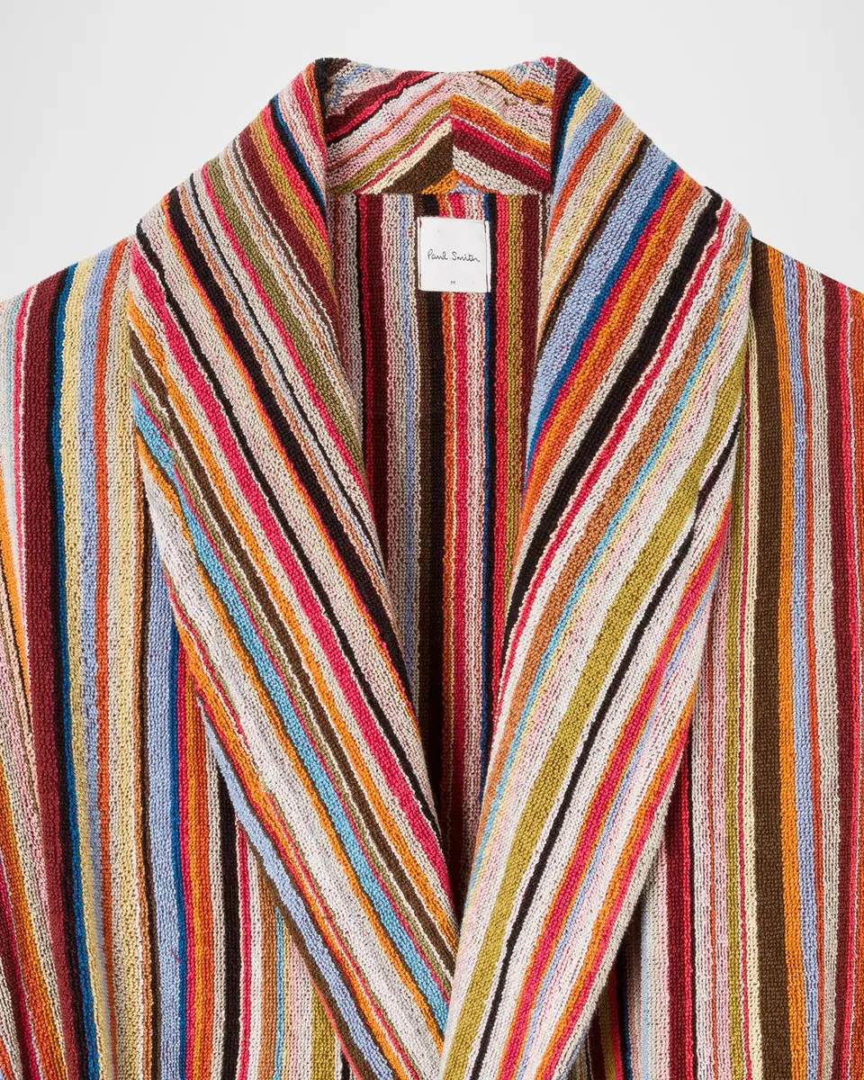 Paul Smith Men's Signature Stripe Woven Cotton Bathrobe | Thumbnail 2 Paul Smith Men's Signature Stripe Woven Cotton Bathrobe | Thumbnail 2
