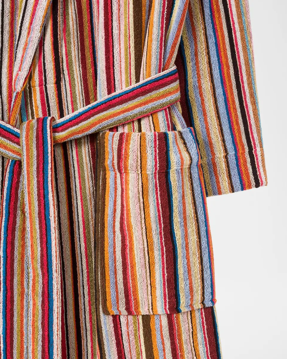 Paul Smith Men's Signature Stripe Woven Cotton Bathrobe | Thumbnail 3 Paul Smith Men's Signature Stripe Woven Cotton Bathrobe | Thumbnail 3