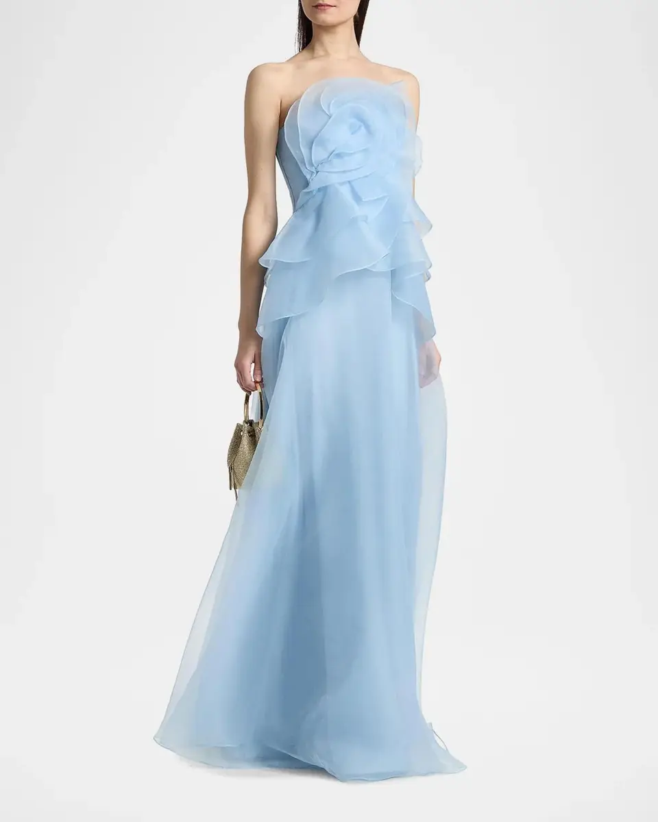 THEIA Gilda Draped Rose Strapless Organza Gown | Thumbnail 2 THEIA Gilda Draped Rose Strapless Organza Gown | Thumbnail 2