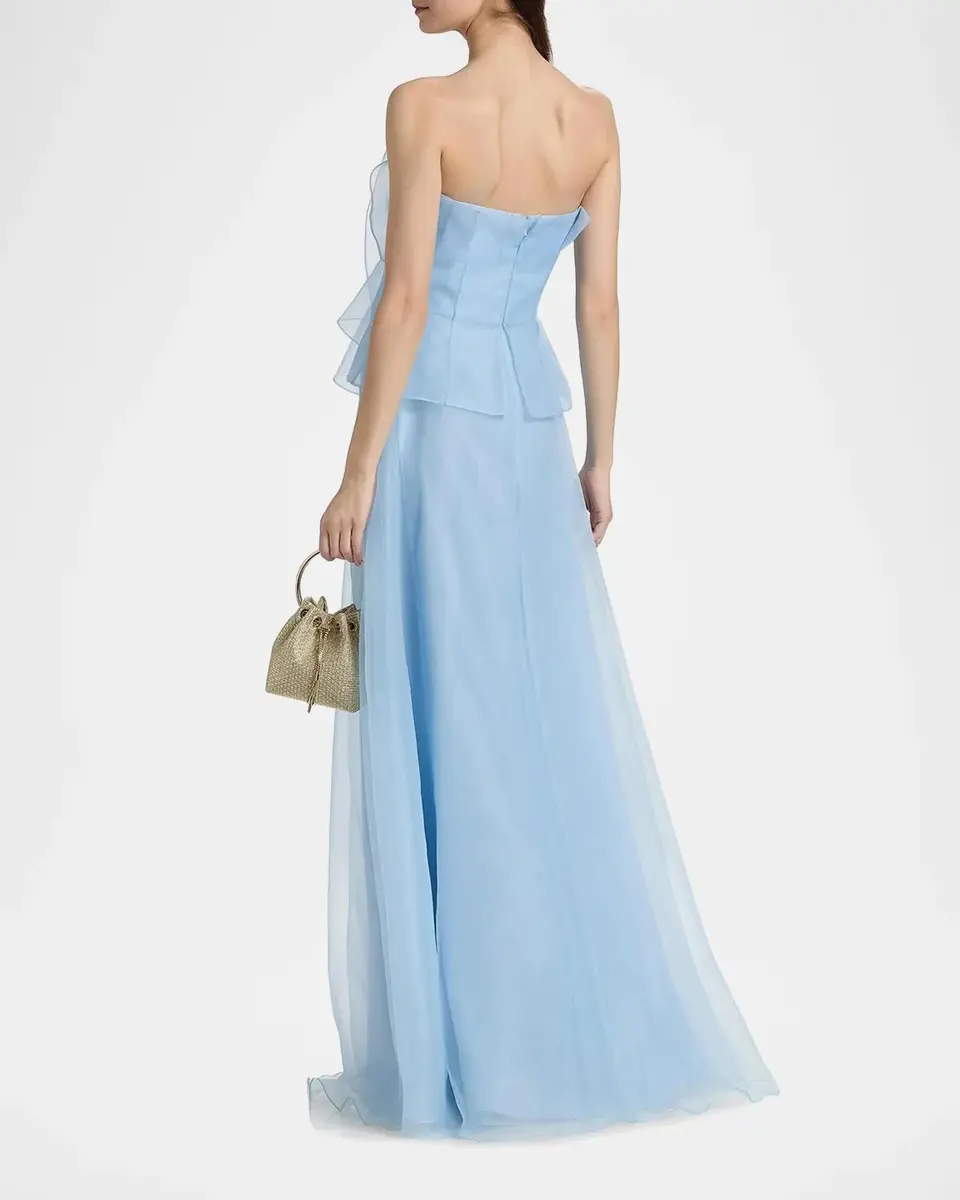 THEIA Gilda Draped Rose Strapless Organza Gown | Thumbnail 3 THEIA Gilda Draped Rose Strapless Organza Gown | Thumbnail 3