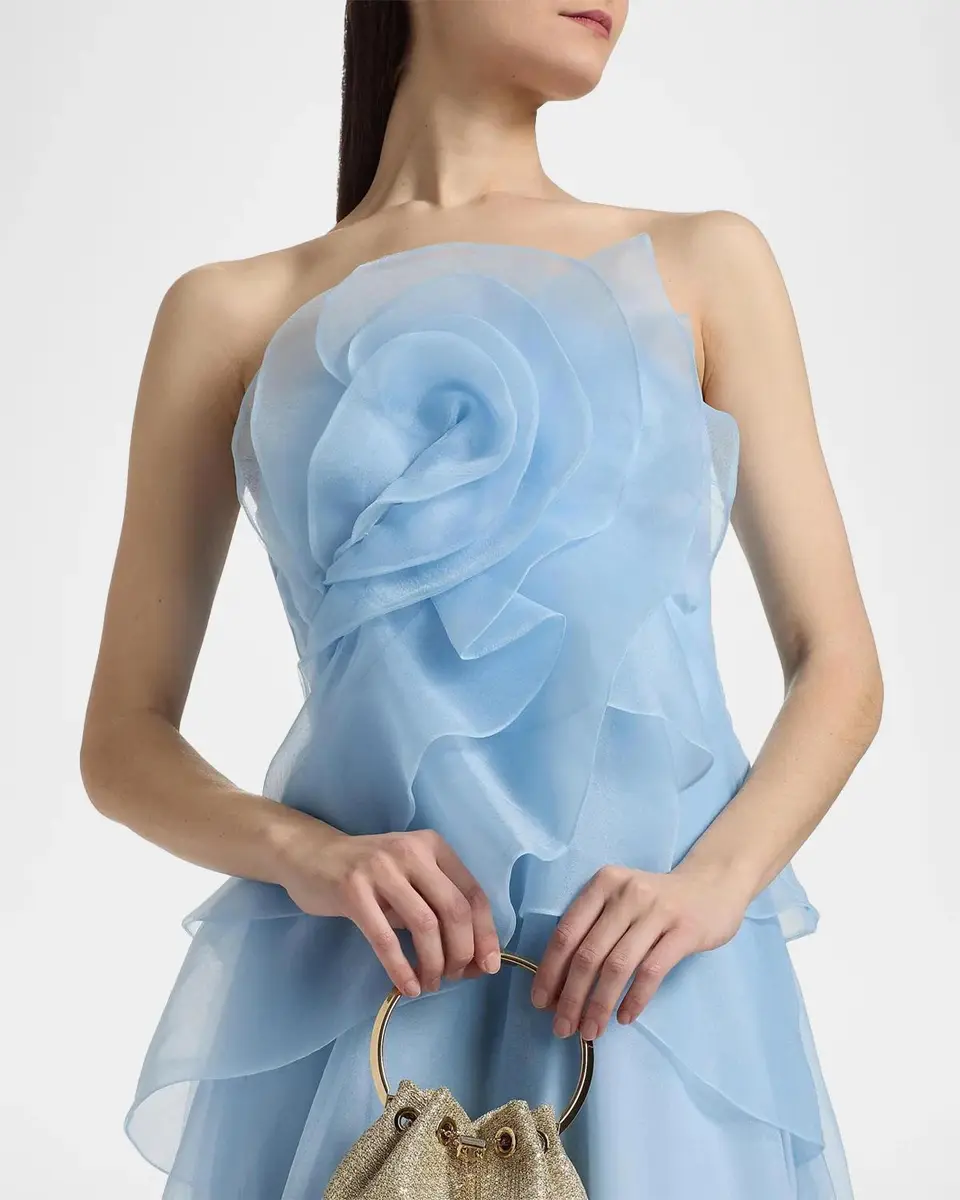 THEIA Gilda Draped Rose Strapless Organza Gown | Thumbnail 5 THEIA Gilda Draped Rose Strapless Organza Gown | Thumbnail 5