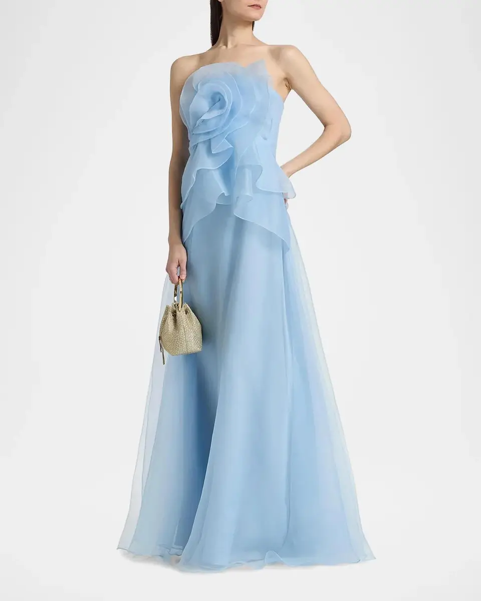 THEIA Gilda Draped Rose Strapless Organza Gown | Thumbnail 7 THEIA Gilda Draped Rose Strapless Organza Gown | Thumbnail 7