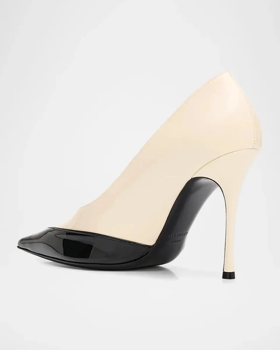 Ferragamo Varina 90MM Two-Tone Patent Leather Pumps | Thumbnail 4 Ferragamo Varina 90MM Two-Tone Patent Leather Pumps | Thumbnail 4