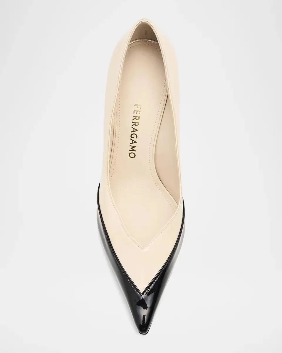 Ferragamo Varina 90MM Two-Tone Patent Leather Pumps | Thumbnail 7 Ferragamo Varina 90MM Two-Tone Patent Leather Pumps | Thumbnail 7