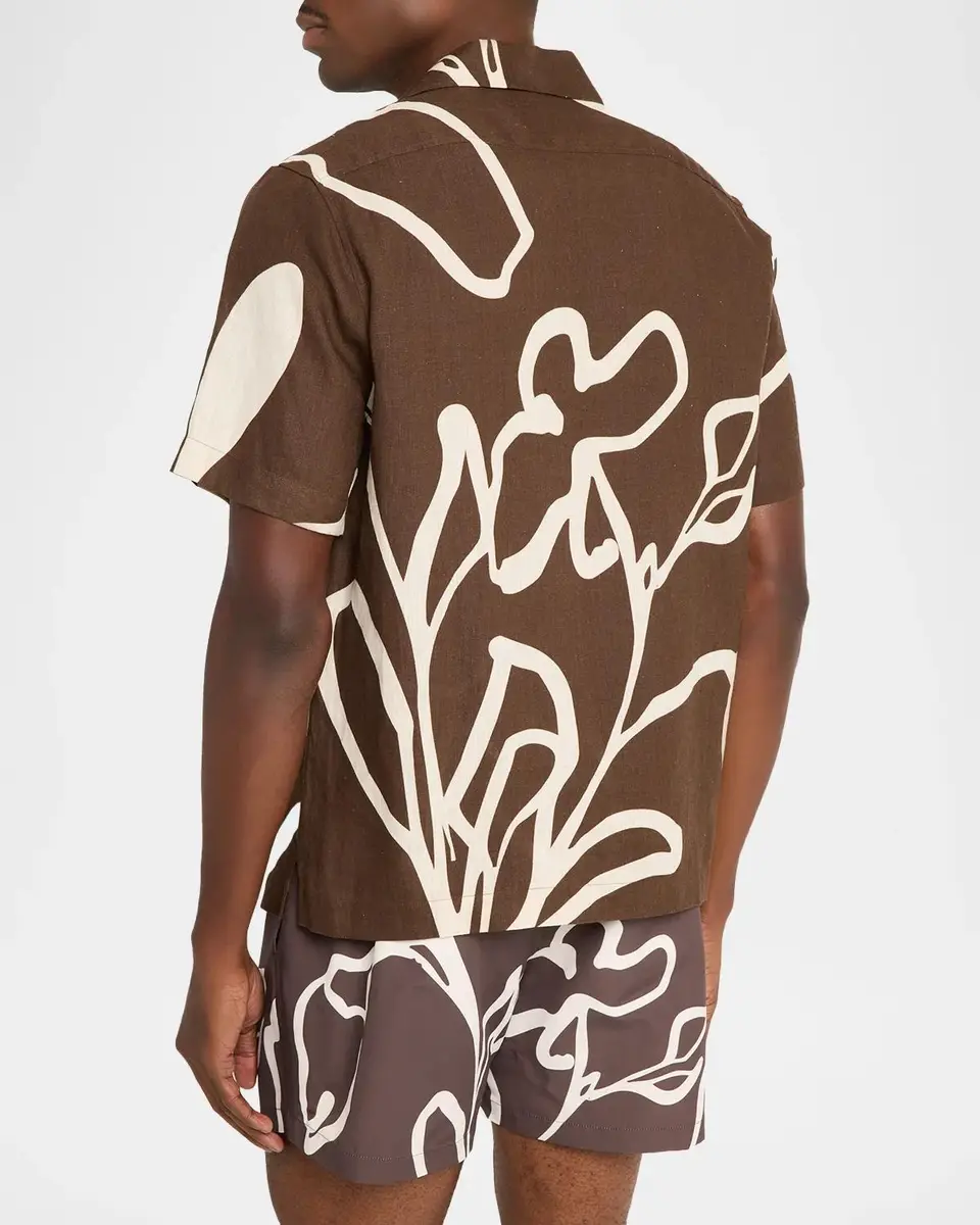 Frescobol Carioca Men's Roberto Linen Short-Sleeve Shirt | Thumbnail 3