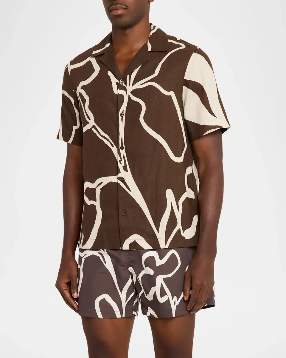 Frescobol Carioca Men's Roberto Linen Short-Sleeve Shirt | Thumbnail 4