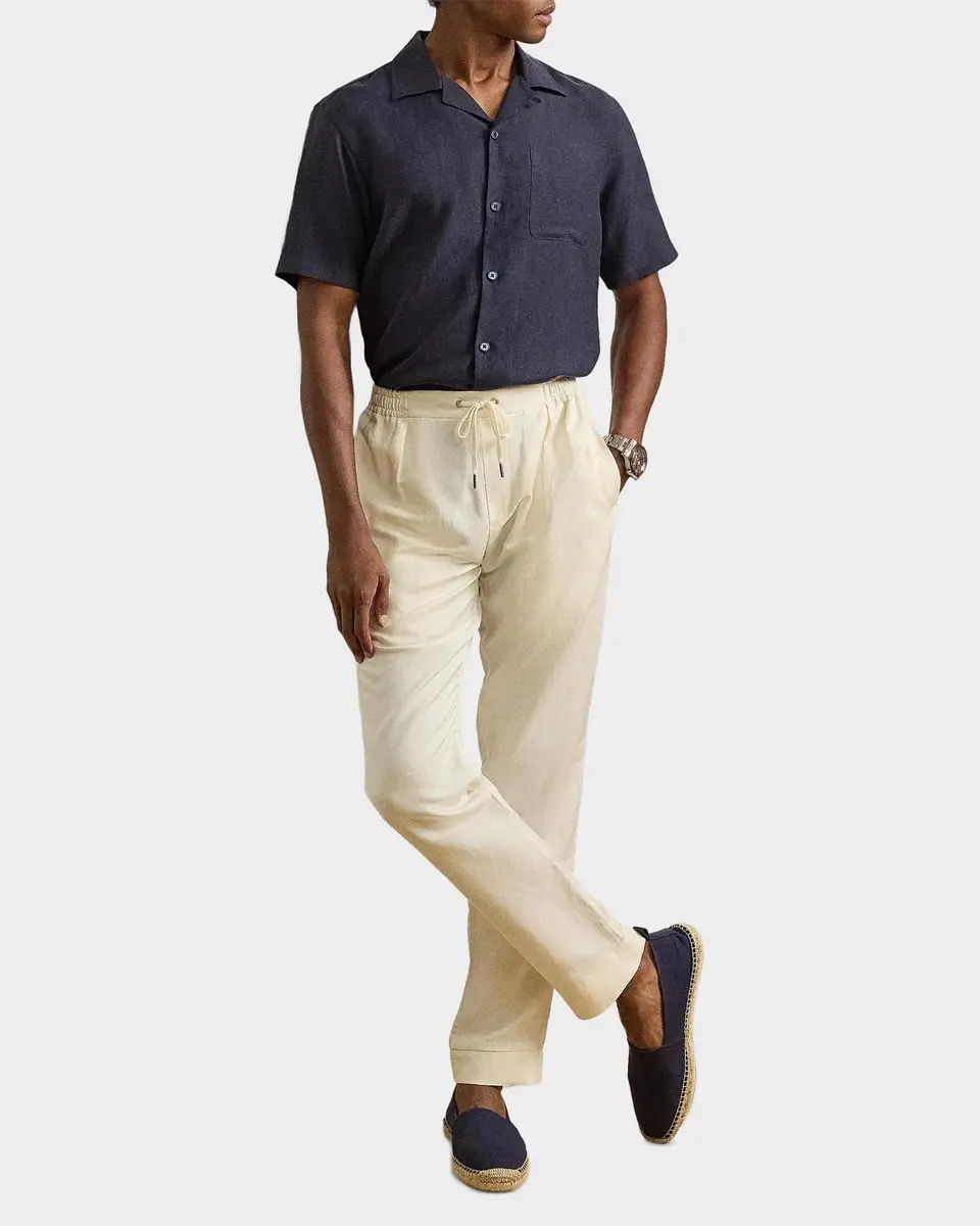 Ralph Lauren Purple Label Men's Silk-Linen Camp Shirt | Thumbnail 2 Ralph Lauren Purple Label Men's Silk-Linen Camp Shirt | Thumbnail 2