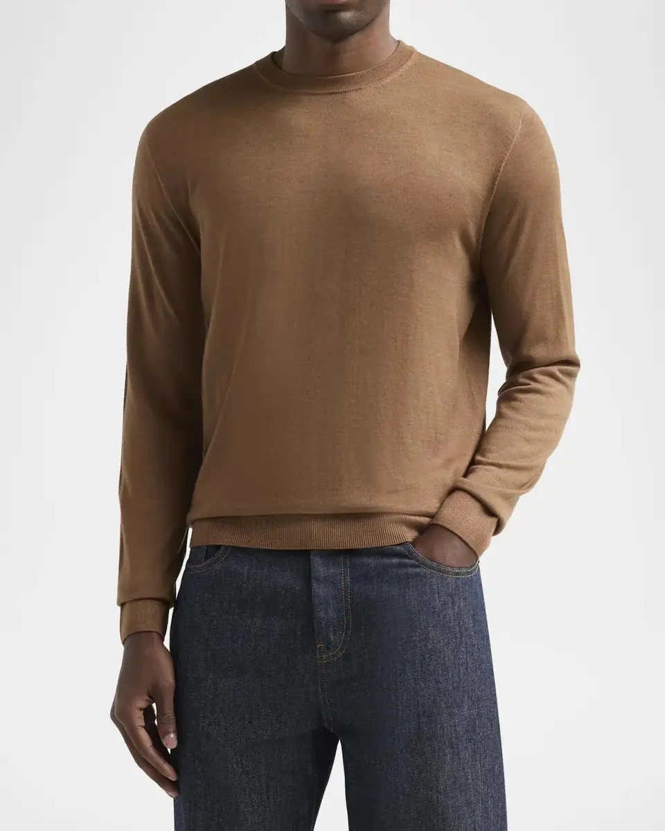 CORNELIANI Men's 18GG Wool Crewneck Sweater | Thumbnail 4 CORNELIANI Men's 18GG Wool Crewneck Sweater | Thumbnail 4