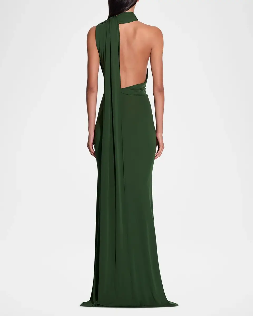 Alex Perry One-Shoulder Scarf-Neck Jersey Maxi Dress | Thumbnail 3 Alex Perry One-Shoulder Scarf-Neck Jersey Maxi Dress | Thumbnail 3