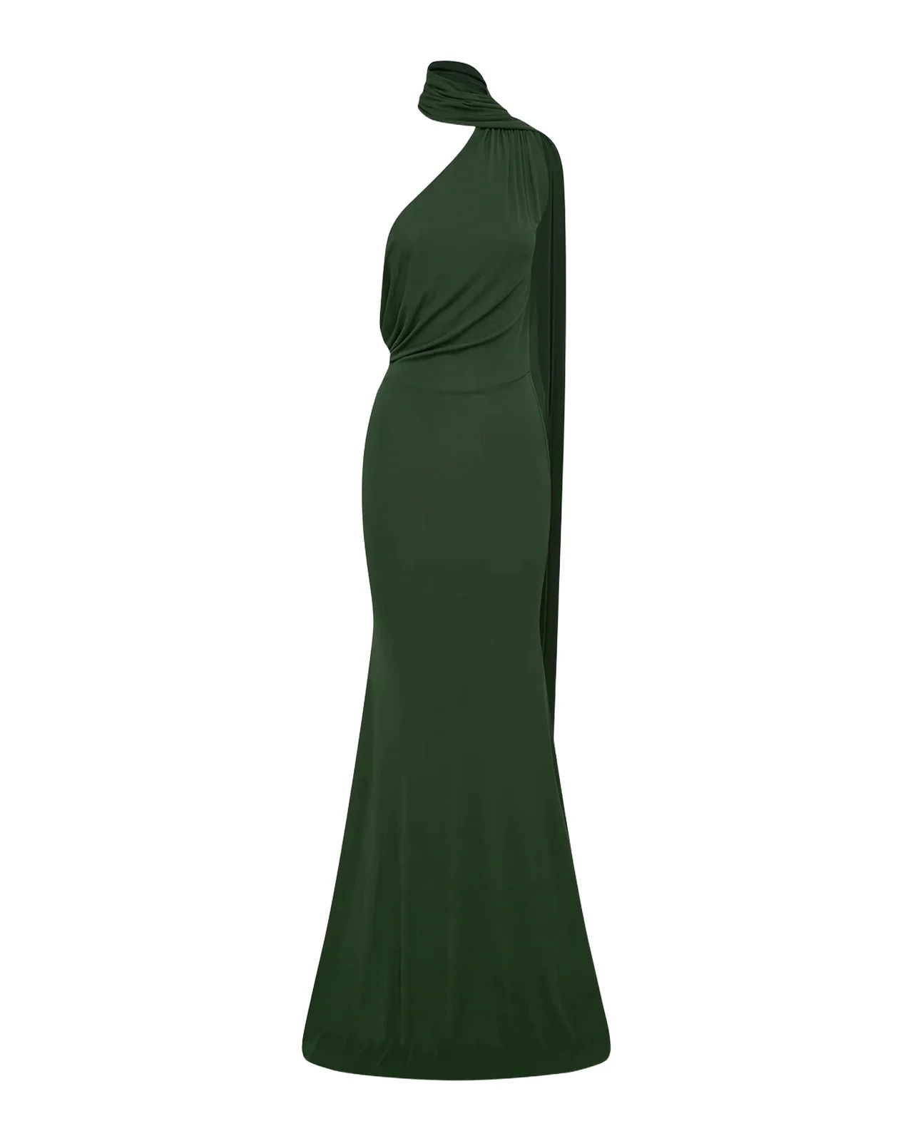 Alex Perry One-Shoulder Scarf-Neck Jersey Maxi Dress