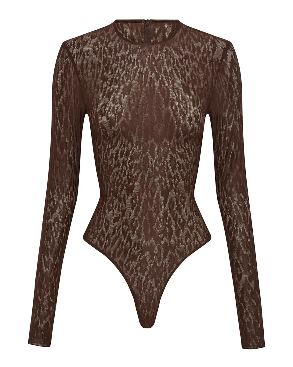 Alex Perry Animal Print Long-Sleeve Bodysuit | Thumbnail 3
