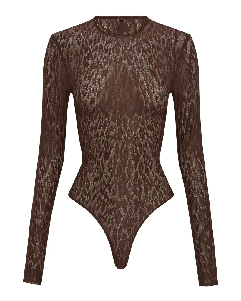 Alex Perry Animal Print Long-Sleeve Bodysuit