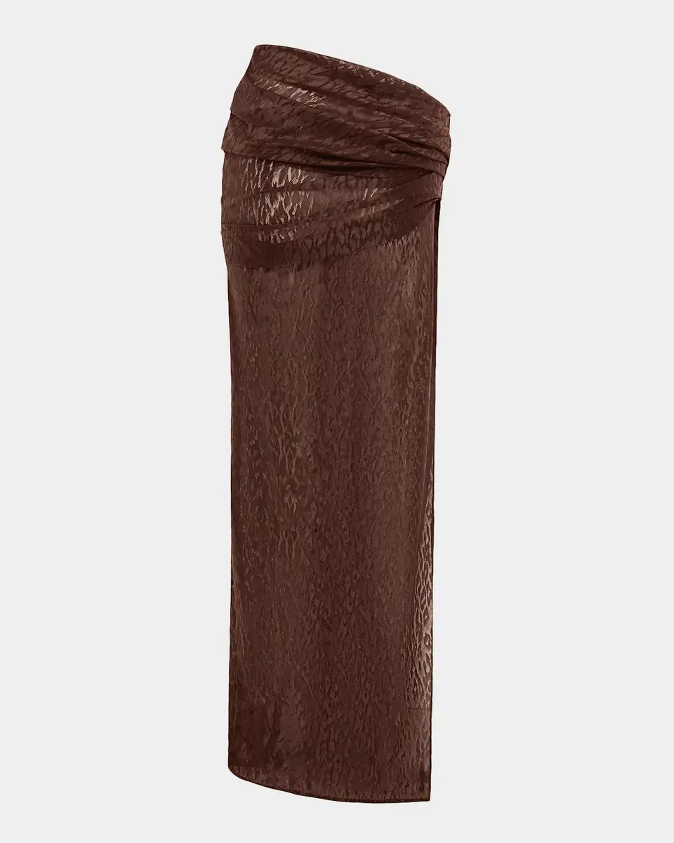 Alex Perry Asymmetric Draped Leopard Burnout Maxi Skirt | Thumbnail 4